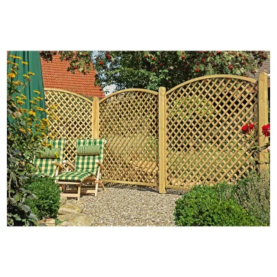 Bogen-Rankzaun-Serie 180 x 180/160 cmMW 6 x 6 cm, Rahmen 45/45 mm, kdi grünLeisten 12 x 30 mm, genagelt