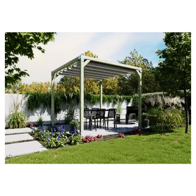QUATTRO-Pergola 1 240x240x240cmPfosten 9x9 cm, inkl. Metall-Steckverbinder ohne Schrauben, DIY-Bausatz