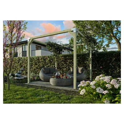 QUATTRO-Pergola 6 300x300x240cmPfosten 9x9 cm, inkl. Metall-Steckverbinder ohne Schrauben, DIY-Bausatz