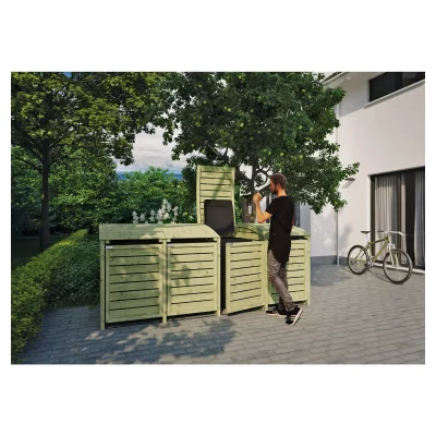 HENRI Mülltonnenabtrennung 4-fach B 300 x T 90 x H 120 cm, inkl. Rückwandkdi-grün