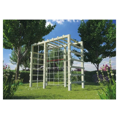 BEN Spielanlage aus 9 x 9 KreuzholzB 240 x T 120 x H 219 cm, kdi-grünmit Kletternetz und Reckstange