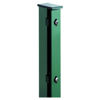 JERRY Zaunpfosten RAL 6005 grünfür 1830 mm, RR60/40 x 2400 mmmit Flacheisenleiste