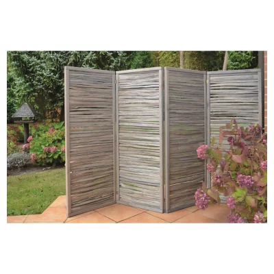 ESMERALDA Paravent4teilig B 240 x H 160 cm, montiertHaselnuss gespalten, grau lasiert