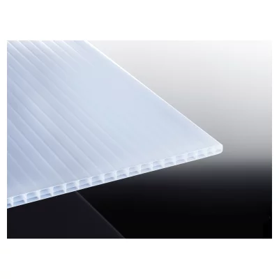 KATTO-Terrassenüberdachung5085 x 5000 mm, Leimholzbausatz mitPolyclear weiß, Zub. pressbl., Rinne PVC-grau