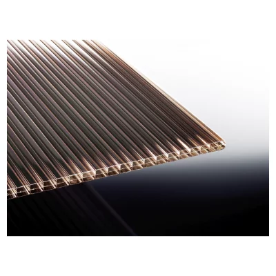 KATTO-Terrassenüberdachung5085 x 5000 mm, Leimholzbausatz mitPolyclear bronze, Zub. pressbl., Rinne PVC-grau